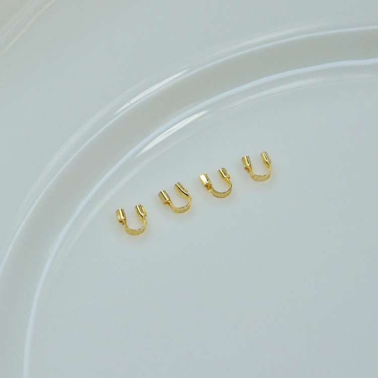 14K GOLD-FILLED U-SHAPED LINE GUARD FINISHING BUCKLE COLOR-PRESERVING JEWELRY ACCESSORIES HORSESHOE BUCKLE BEADED STEEL WIRE HANDMADE DIY MATERIAL