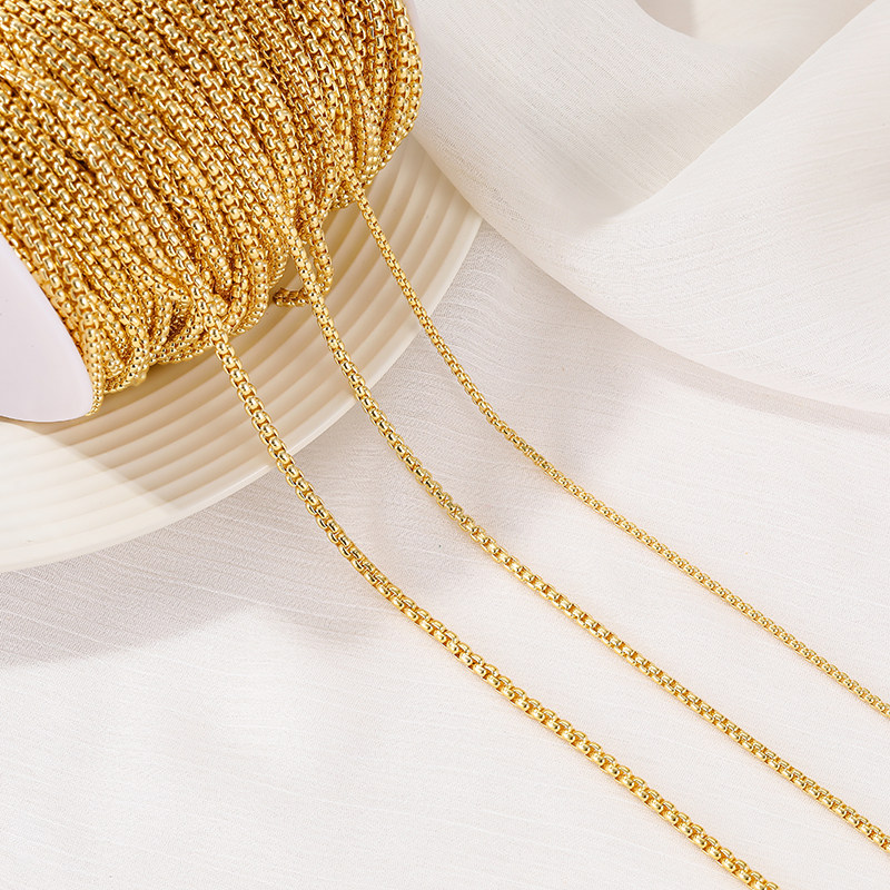 14K GOLD-FILLED COLOR-PRESERVING BOX CHAIN NECKLACE BRACELET DIY MATERIAL FINE CHAIN CHAIN TASSEL HANDMADE LOOSE CHAIN JEWELRY ACCESSORIES
