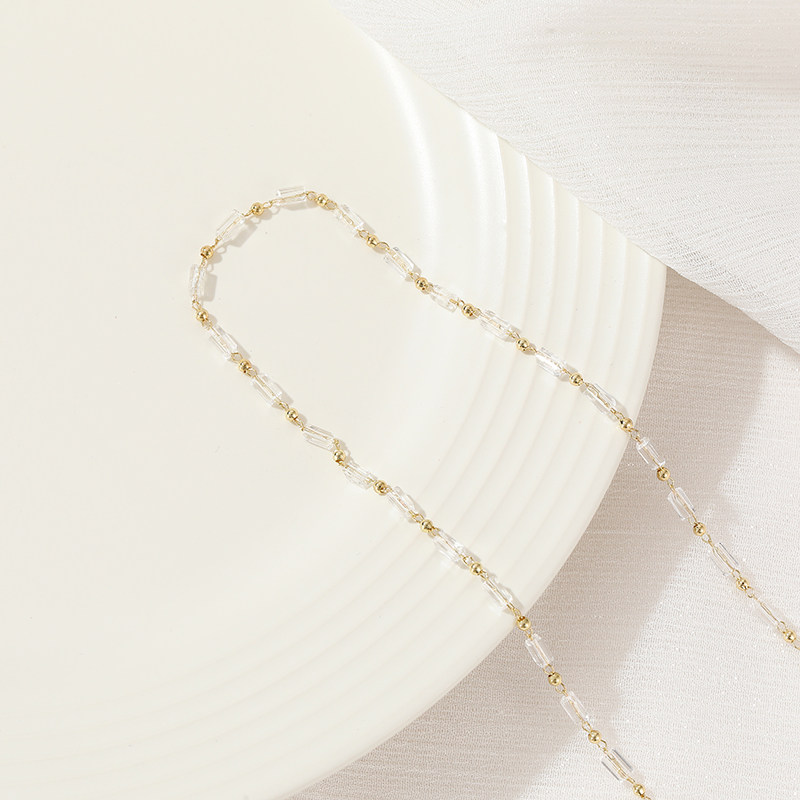 COLOR-RETAINING 14K GOLD-FILLED CRYSTAL ZIRCON FACETED SQUARE PIPE CLAMP SMALL GOLD BEADS HANDMADE LOOSE CHAIN DIY JEWELRY CHAIN