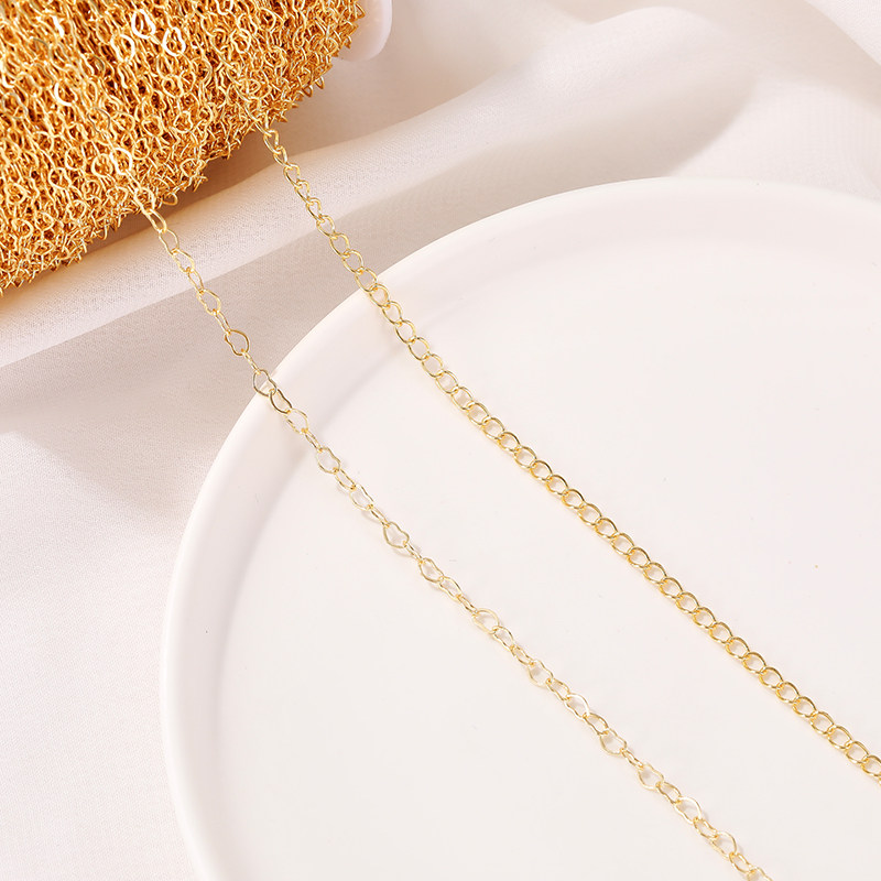 14K GOLD-FILLED COLOR-RETAINING CHAIN PEACH HEART HEART-SHAPED CHAIN DIY MATERIAL HANDMADE NECKLACE BRACELET EXTENSION CHAIN HORSETAIL CHAIN