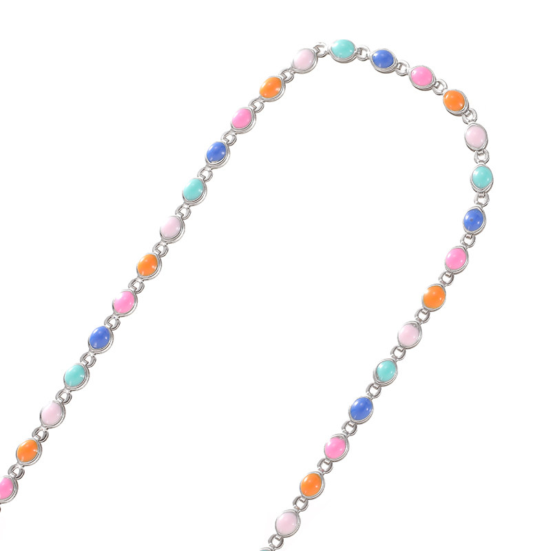 COLOR DROP GLAZE PEACH HEART CHAIN COLOR RETENTION TITANIUM STEEL CHAIN LIP NECKLACE ROUND BRACELET MATERIAL DIY JEWELRY ACCESSORIES