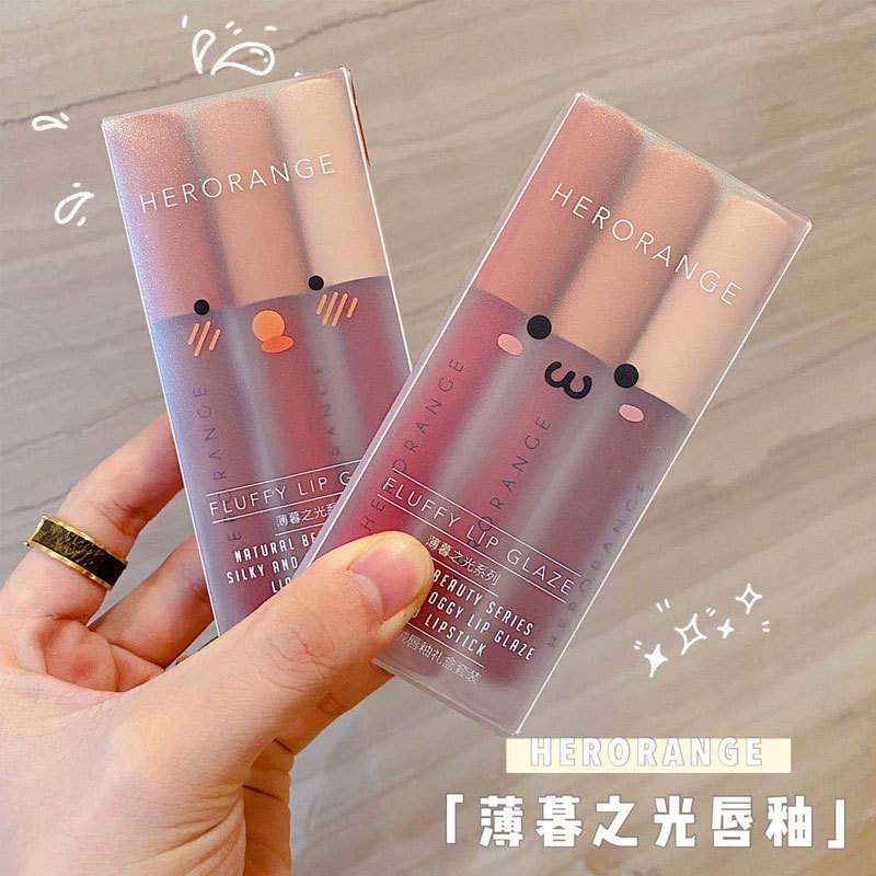 HERORANGE~薄暮之光唇釉礼盒套装显白女哑光雾面丝绒HERANGE