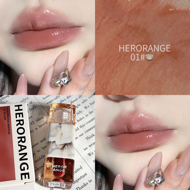 HERORANGE~轻露浓调镜面唇釉不易沾杯泰式奶咖水 口红唇蜜HERANGE
