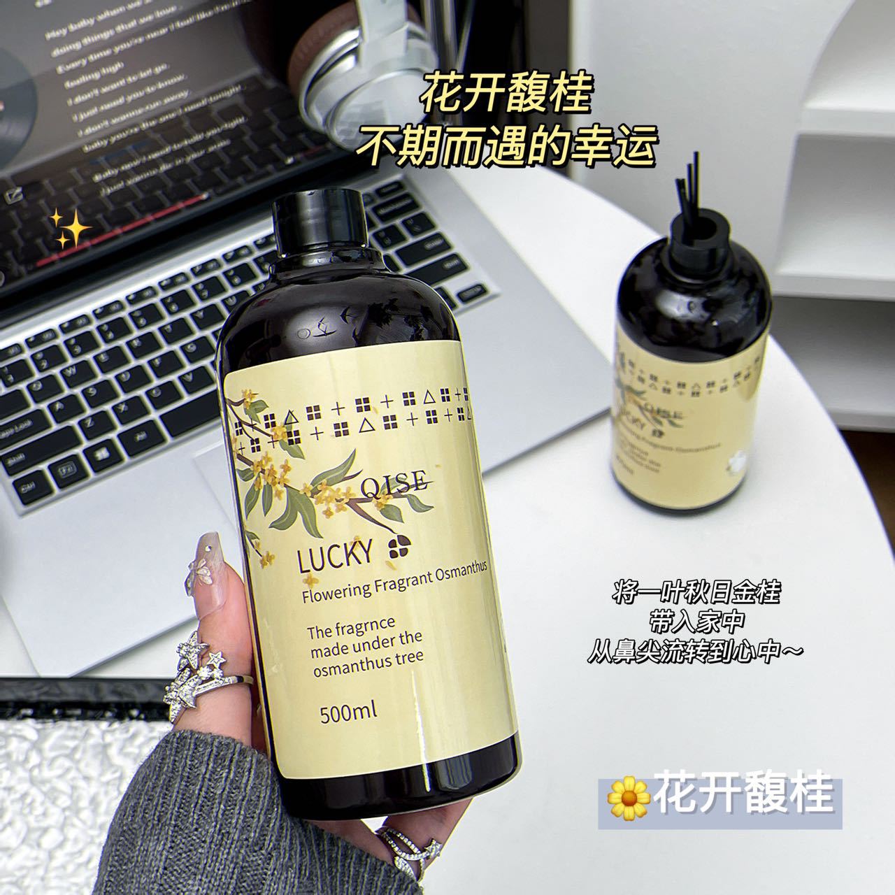 QISE琪瑟精油香薰无火家用香薰卧室持久留香去味卫生间除臭期其色