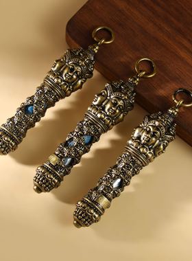 泰国佛饰品 龙婆通丹九象四面神符管吊坠 泰经文挂饰