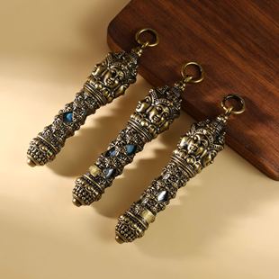 泰国佛饰品 龙婆通丹九象四面神符管吊坠 泰经文挂饰