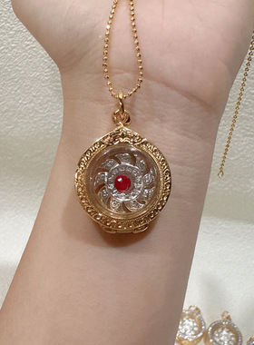 泰国佛牌 风火轮掩面吊坠 项链 意大利金外壳