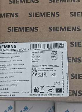 {议价}西门子3VA2463-5HN32-0AA0塑壳断路器3P 6