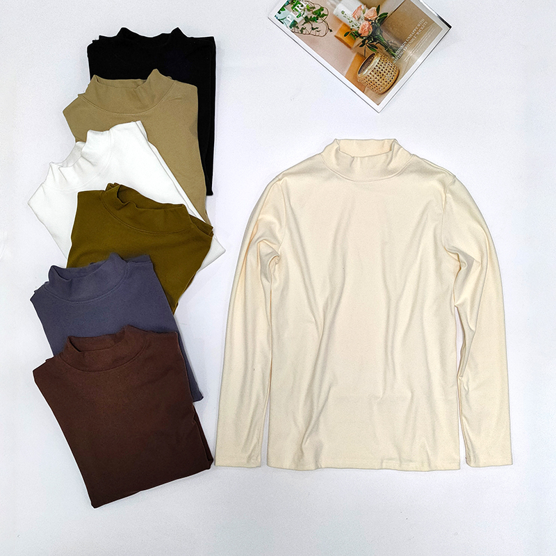 打底衫轻柔显瘦半高领长袖T恤