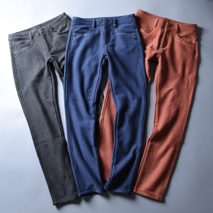 出韩国单 女士 秋冬款 莱卡面料磨毛加绒修身弹力休闲长裤5230-6