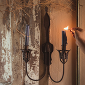 CHIC 铁艺壁挂壁饰 ROSE 复古做旧烛台 饰 欧式 家居墙面装 烛台