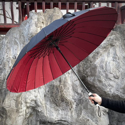 自动24骨双层大雨伞男长柄双人超大号加固抗风晴雨两用女暴雨专用 - 封面