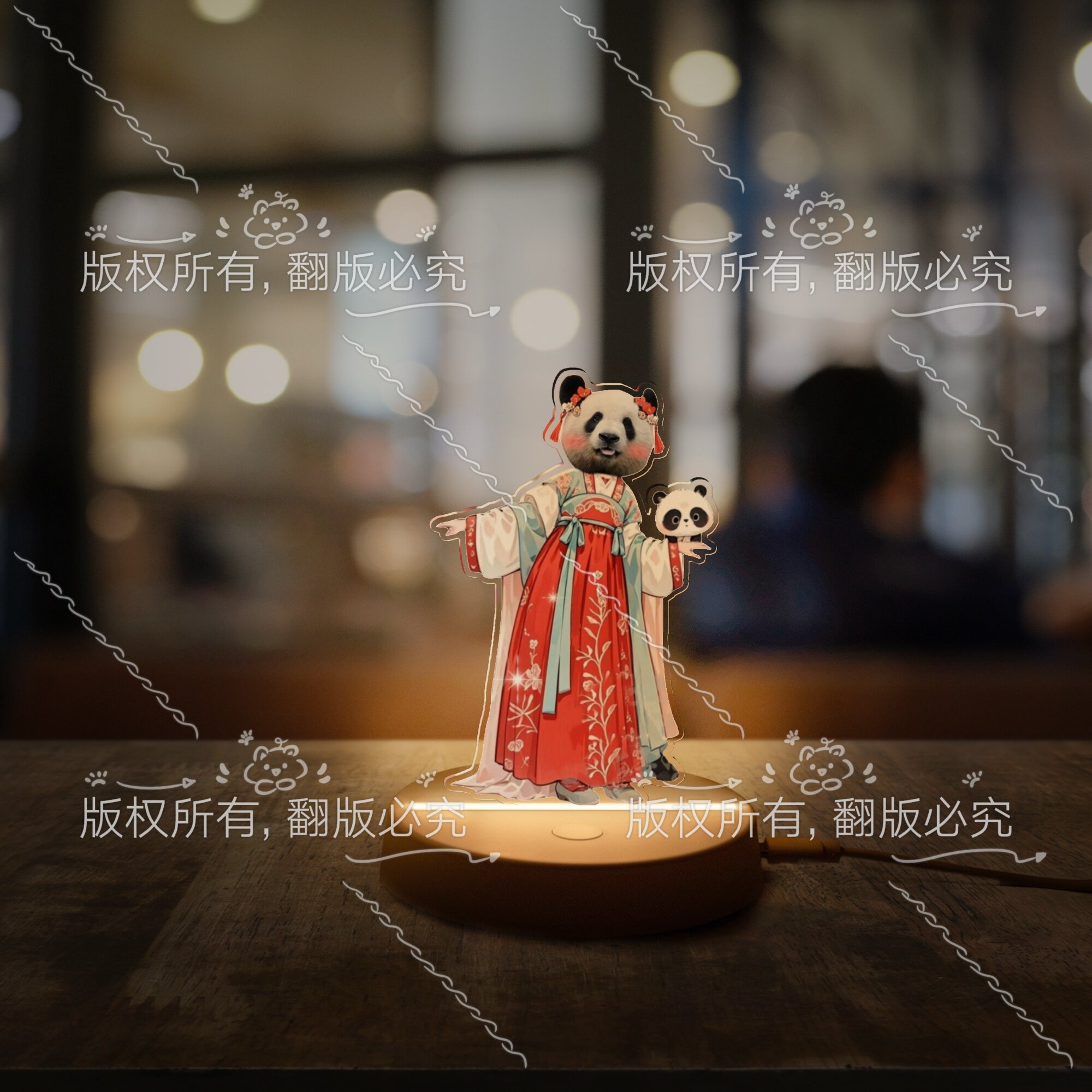 包邮 大熊猫良月周边 古装风小夜灯（插电款）床头桌面摆件