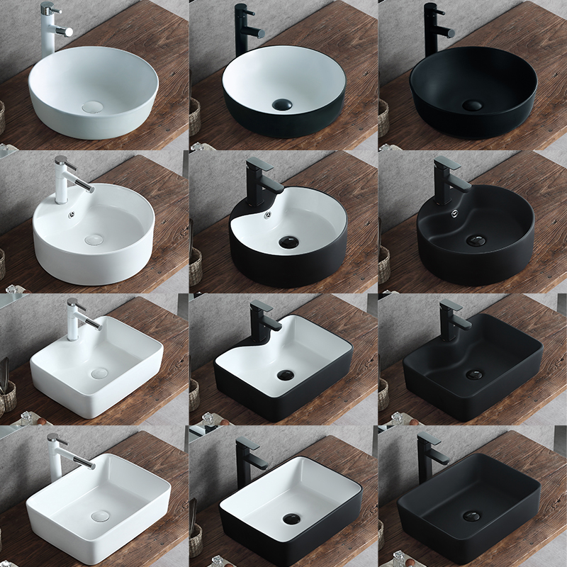汉尊台上盆北欧家用洗手盆陶瓷卫生间黑白色黑色洗脸盆阳台面盆|ruв категории награду материалов, туалетные принадлежности, умывальник, бассейна на стол - от Buy2taobao.com для оказания профессиональной услуги покупки агента Taobao