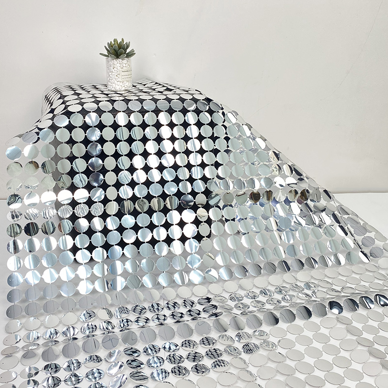 风动板亮片镜面幕墙闪亮圆形珠片帘婚礼场景布置生日派对背景板