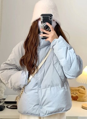 奶呼呼减龄反季清仓特价羽绒服女短款白鸭绒小个子时尚蓝色外套