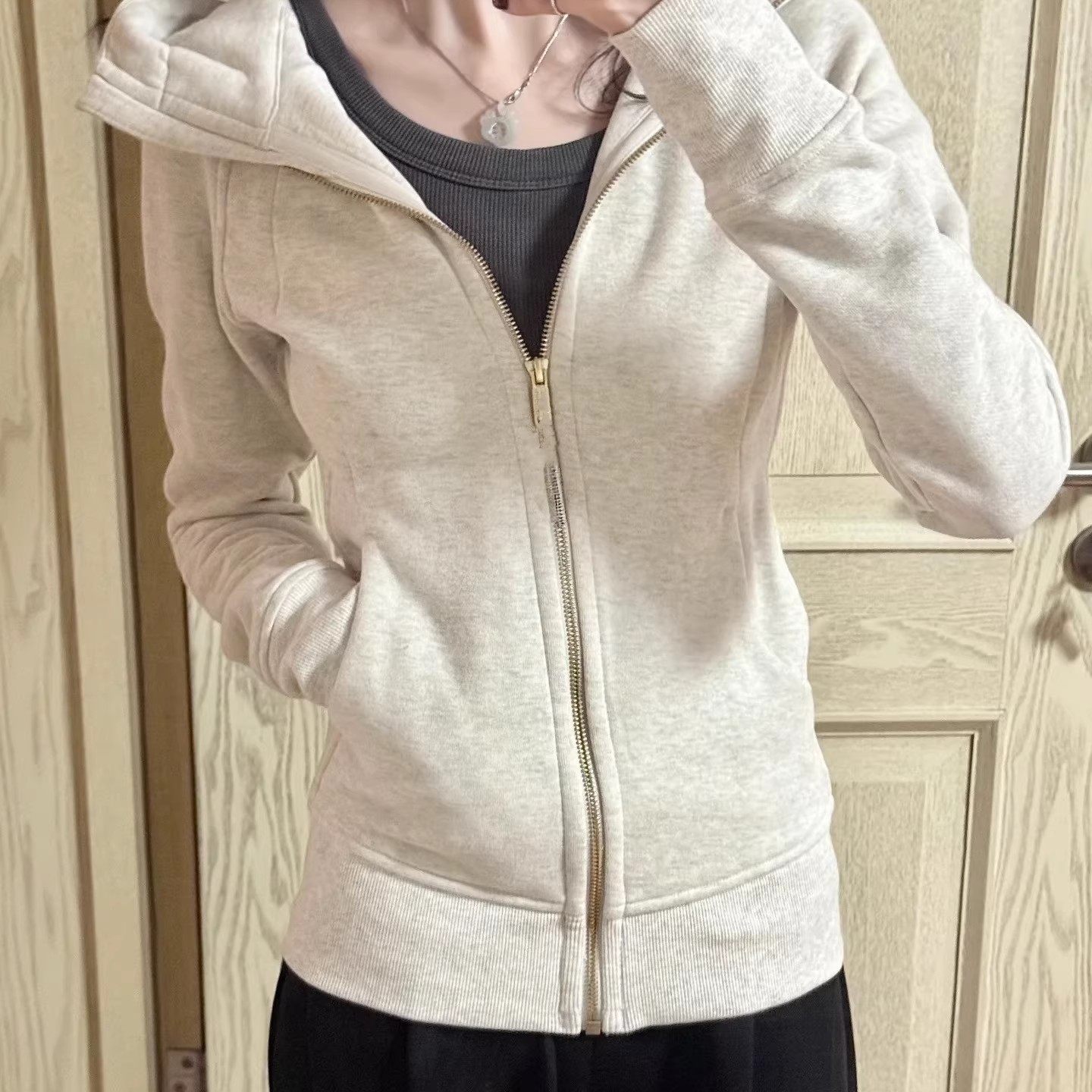 lu系商场同款 内搭2025年秋修身版scuba薄绒卫衣 连帽卫衣外套女,运动/瑜伽/健身/球迷用品,瑜伽外套,淘宝优惠券,粉丝福利购,淘宝优惠卷