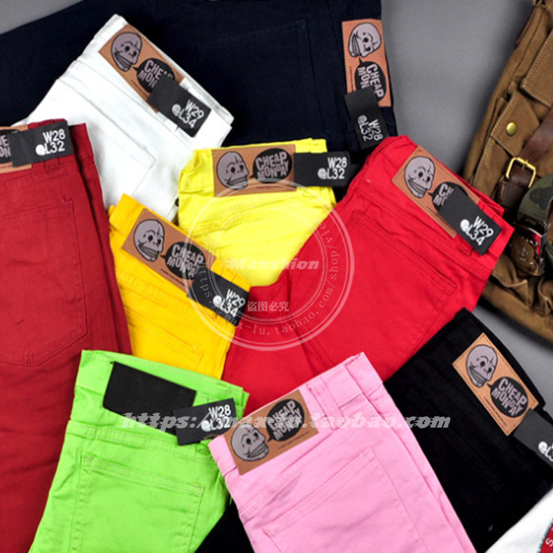 CHEAP MONDAY ORIGINAL SINGLE COLOR SLIM FEET PENCIL PANTS MENS CASUAL JEANS TRENDY MALE HIP-HOP COSTUMES