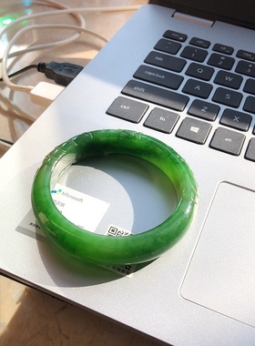 56老菠菜绿碧玉手镯籽料玉石天然新疆料大师级雕工龙鱼首饰镯子