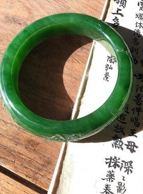 碧玉籽料玉石镯子正阳绿名家作品