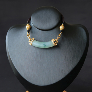 超美清代老翡翠断镯镶嵌18k金嵌钻石吊坠挂件飘花冰种难得带证书