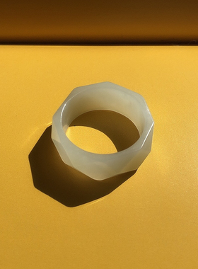 典藏级新疆和田籽料白玉戒指戒圈玉质油润细腻钻石宝石切割面少见