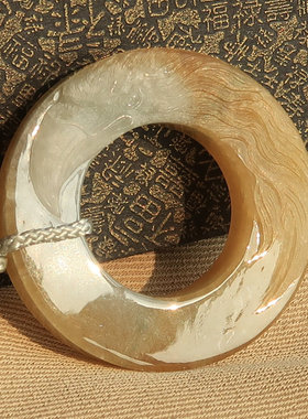 {鹰击长空}缅甸老坑翡翠如意吊环大师工黄翡玉器挂件鹰平安环玉坠