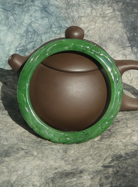 {夜渚月明}58隆和斋新疆和田籽料碧玉雕花手镯满阳绿女款玉镯玉器