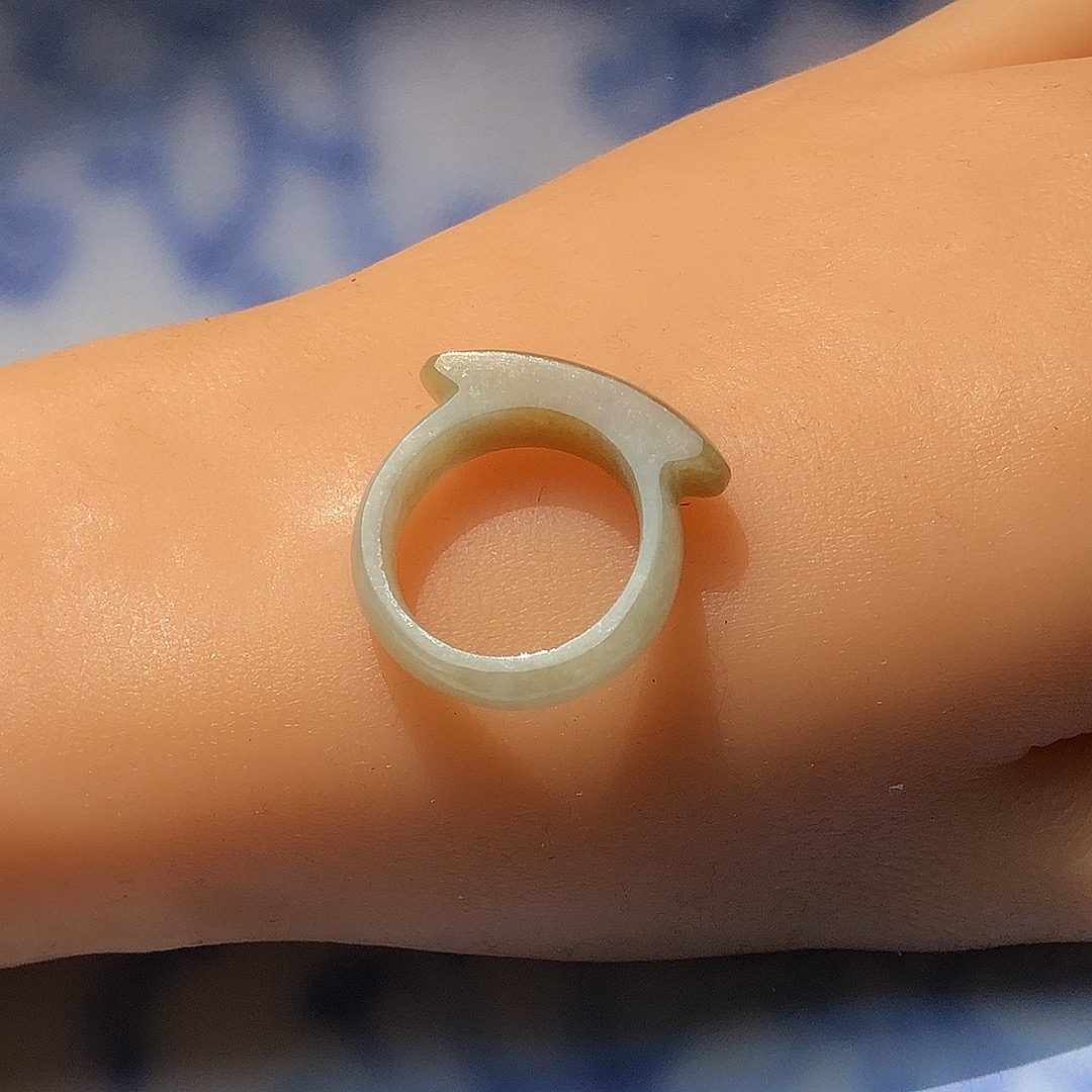 老坑冰黄翡马蹄戒指翡翠美物