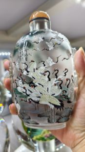 怡馨园内画鼻烟壶高档兽头壶仙鹤国风礼物