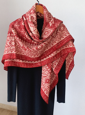 【波西亚红】巨显白 桑蚕丝真丝羊毛140大方巾女围巾多功能大披肩