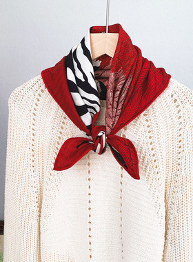 【飞天斑马】新年红显白丝巾 真丝绵羊毛秋冬季保暖围巾65中方巾