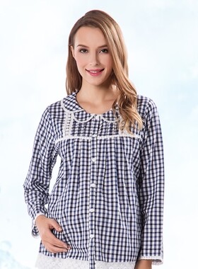 宜栖夏季纯棉开襟哺乳月子服 孕妇睡衣套装家居服3116001