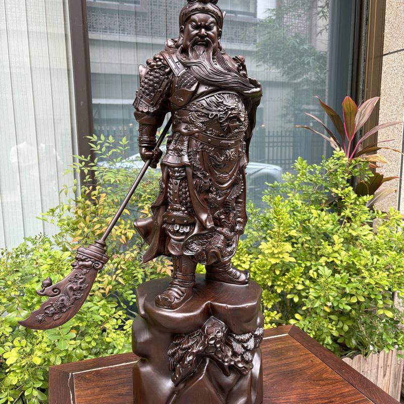 关公关羽横刀关公黑檀木实木雕刻图片