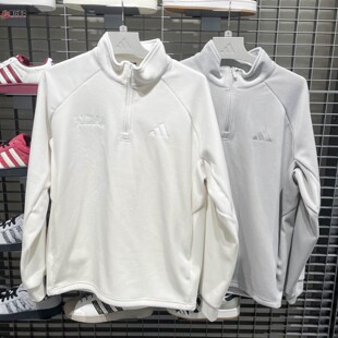 Adidas阿迪达斯2026冬男子半开襟运动休闲宽松套头衫KR0222KR0223