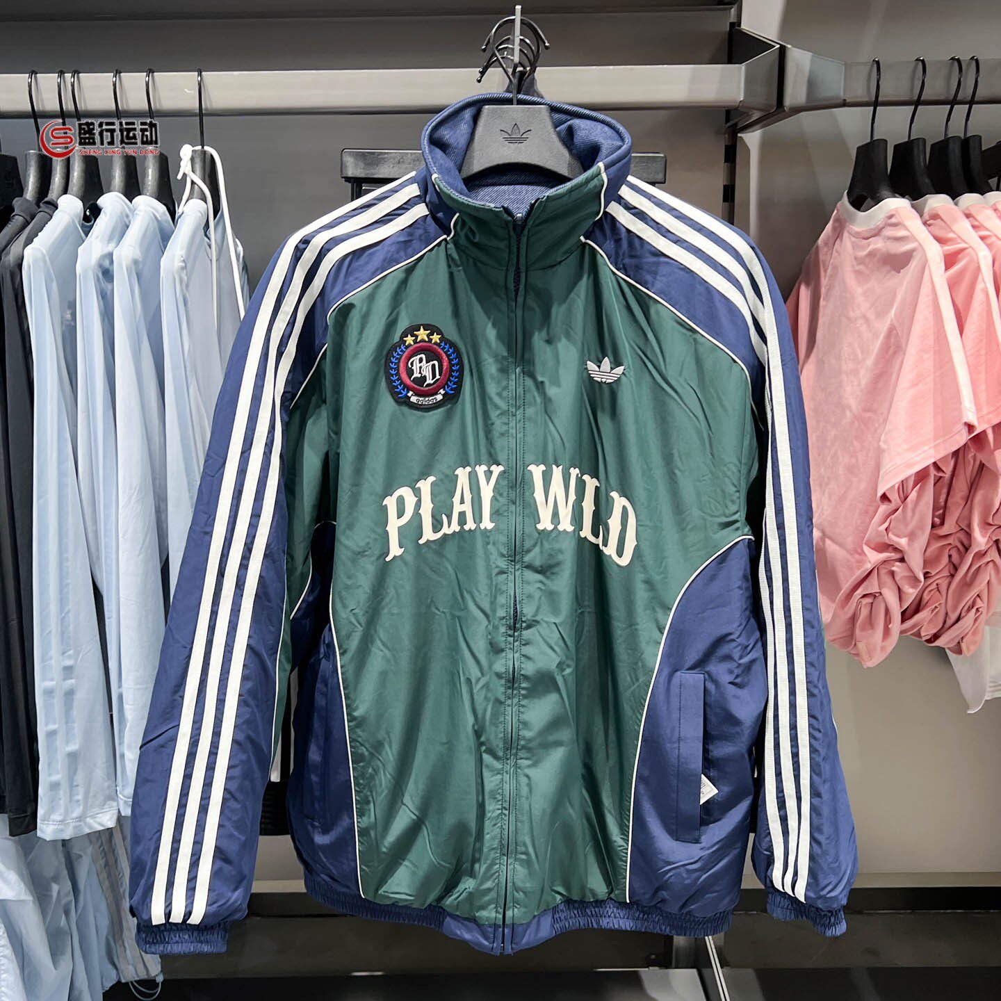 阿迪达斯三叶草男女款冬季双面穿复古保暖棉服宽松夹克外套KX4901
