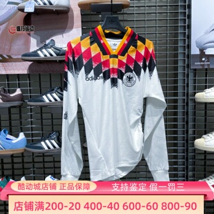 阿迪达斯三叶草女子2026夏新款复古休闲运动德国队长袖球衣KE2287