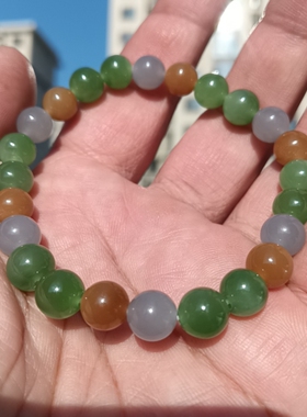 新疆和田玉碧玉圆珠多宝手链手串