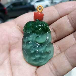 和田玉碧玉高冰灵活猫眼挂件吊坠