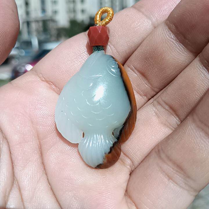 彩云轩精品玉器15.3克新疆和田玉羊脂玉白玉鱼挂件吊坠