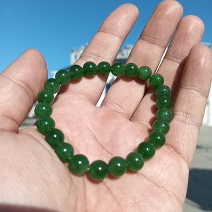 天然特价 玉器19.5克新疆和田玉碧玉圆珠手链手串女款