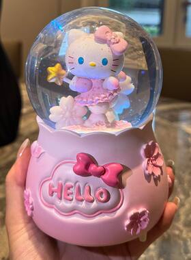 粉色猫咪水晶球音乐盒八音盒