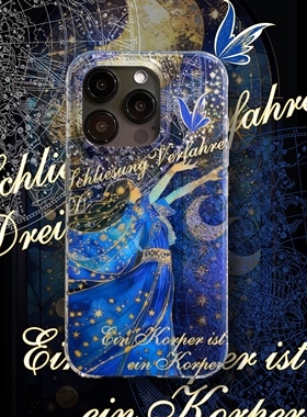 【支持17】星期天家夜之爱女哥特少女星空蓝色魔法艺术原创IMDiPhone16ProM苹果15华为p70mate60小众插画