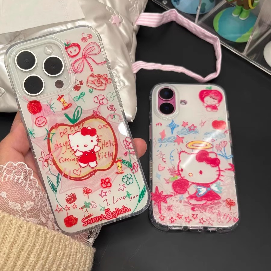 双层kitty苹果手绘可爱