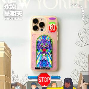 EVA彩绘玻璃风极光幻彩镭射磨砂适用苹果13保护壳iphone14promax