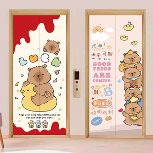 卡皮巴拉入户门贴纸一梯一户门口布置装饰贴画电梯门贴纸高级感