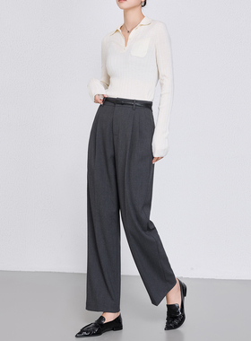 曼依拉格雷系灰色九分裤女高腰小直筒裤2025秋季通勤窄版锥形西裤