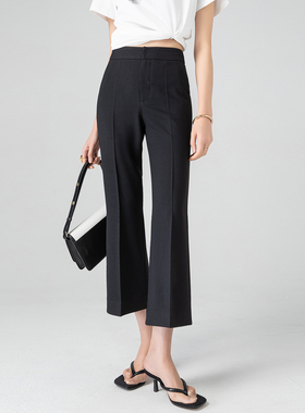 可机洗不沾灰垂感高腰微喇叭裤女2025夏季九分裤小个子显瘦西装裤
