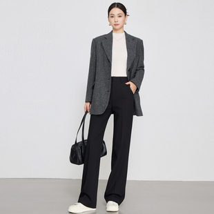 裤 女2025秋冬新款 通勤窄版 基础款 职业长裤 西装 直筒裤 子OL 加厚窄版