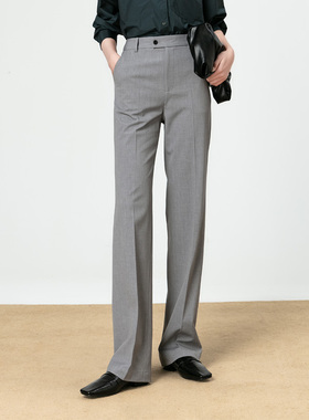 高腰直筒裤女职业西装裤通勤长裤显瘦高级感灰色正装裤子早秋垂感